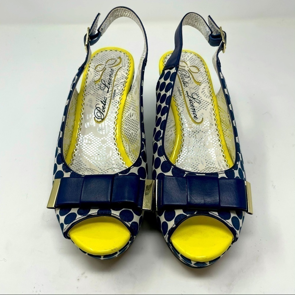 Poetic License “Mad Money” Wedge Sandals Polka Dot Size 6.5 - Picture 2 of 12